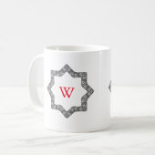 Persoonlijk monogram zwart-wit wervelend ontwerp koffiemok (Voorkant links)