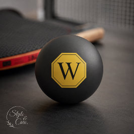 Persoonlijk monogram zwarte pingpongbal ontwerp