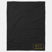 Persoonlijk monogramdatum effen zwart fleece deken (Voorkant)