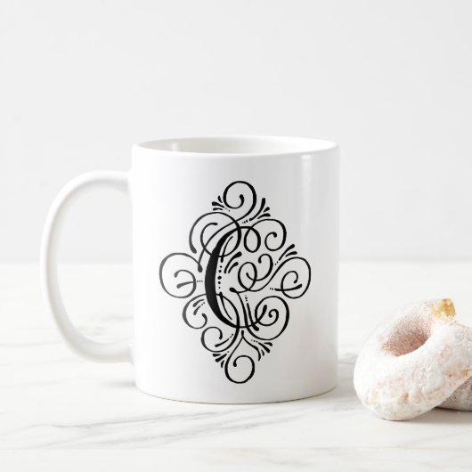 Persoonlijk Monogrammetje met Krul Koffiemok (Met donut)
