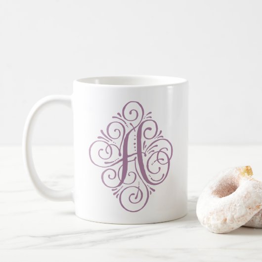Persoonlijk Monogrammetje met Krulversiering Koffiemok (Met donut)