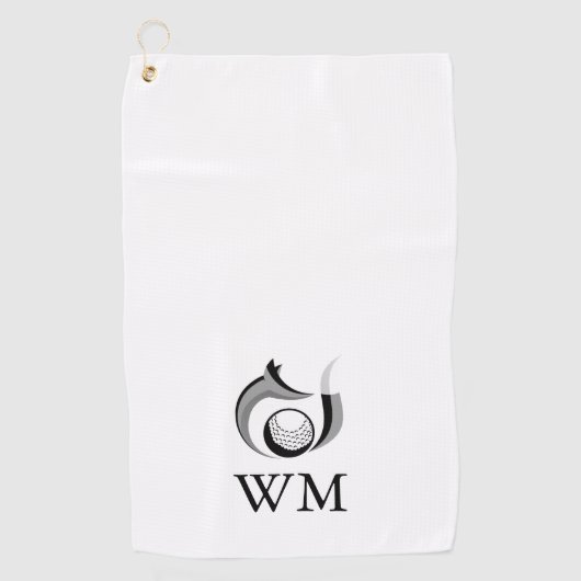 Persoonlijk Monogrammetje met Vos en Golfbal Golfhanddoek (Voorkant)