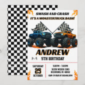 Persoonlijk Monster Truck Jam Verjaardagsfeest Kaart (Voorkant / Achterkant)