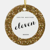 Persoonlijk mooi Gold Glitter Eleven Keramisch Ornament (Voorkant)
