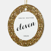 Persoonlijk mooi Gold Glitter Eleven Keramisch Ornament (Links)
