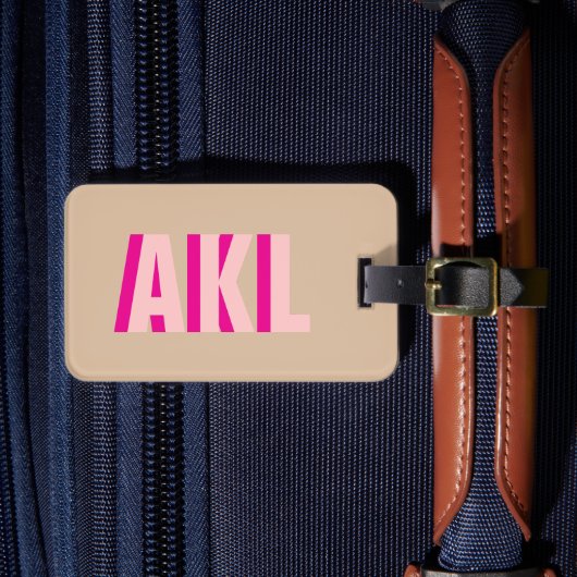 Persoonlijk Mooie Schaduw Monogram Roze Beige Bagagelabel (Voorkant Insitu 4)