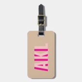 Persoonlijk Mooie Schaduw Monogram Roze Beige Bagagelabel (Voorkant verticaal)