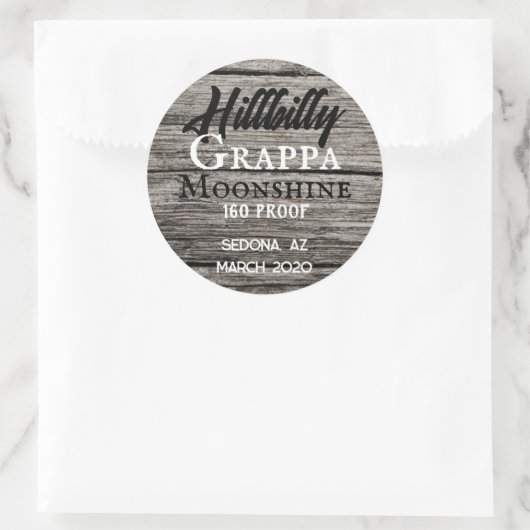Persoonlijk moonshinelabel ronde sticker (Tas)