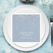 Persoonlijk mosterd BLUE Silver Confetti Wedding Servet