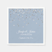 Persoonlijk mosterd BLUE Silver Confetti Wedding Servet (Voorkant)