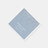 Persoonlijk mosterd BLUE Silver Confetti Wedding Servet (Hoek)