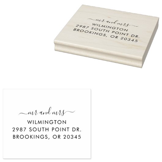 Persoonlijk Mr en Mrs Script Retouradres Rubberstempel (Gestempeld)