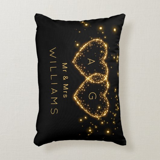 Persoonlijk Mr & Mrs Glitterend Hart Accent Kussen (Voorkant(Verticaal))