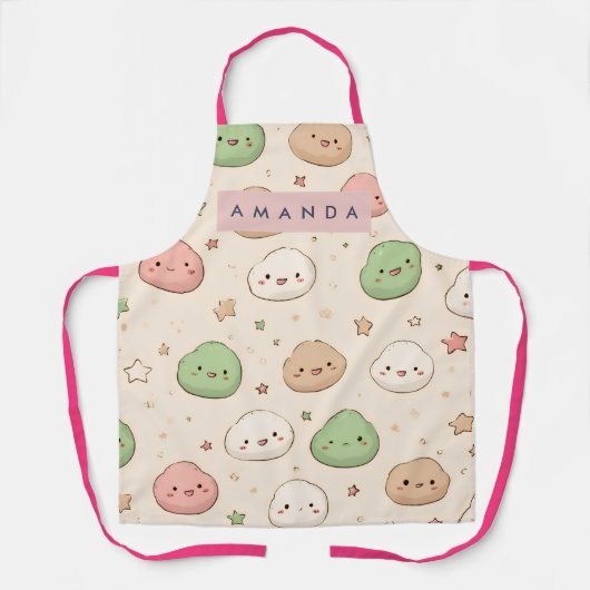 Persoonlijk Muts Kawaii Mochi Patroon Schort (Voorkant)