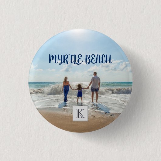 Persoonlijk Myrtle Beach Souvenir Zand Surf Ronde Button 3,2 Cm (Voorkant)