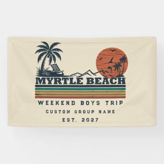 Persoonlijk Myrtle Beach-weekend vrijgezellenfeest Spandoek (Horizontaal)