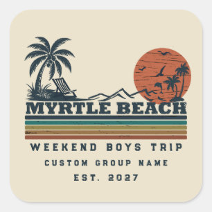 Persoonlijk Myrtle Beach-weekend vrijgezellenfeest Vierkante Sticker