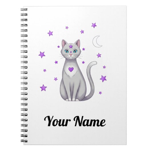 Persoonlijk Mystic Gray Kat Notitieboek (Voorkant)