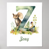 Persoonlijk naam bos bosletter Z peuterspeelzaal p Poster (Voorkant)