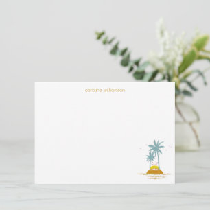 Persoonlijk naam briefpapier strand palmboom schat notitiekaartje