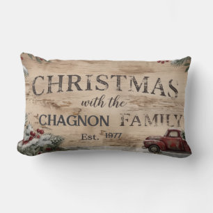 Persoonlijk naam datum familie kerst houten bord kussen