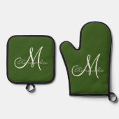 Persoonlijk Naam Initiaal Monogram Ovenwant & Pannenlap Set (Voorkant)