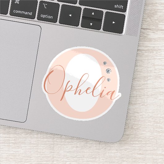 Persoonlijk naam-initialen Elegante nepdiamanten Sticker (Detail)