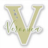 Persoonlijk naam-initialen Elegante nepdiamanten Sticker (Voorkant)
