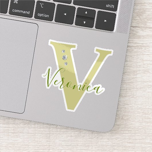 Persoonlijk naam-initialen Elegante nepdiamanten Sticker (Detail)