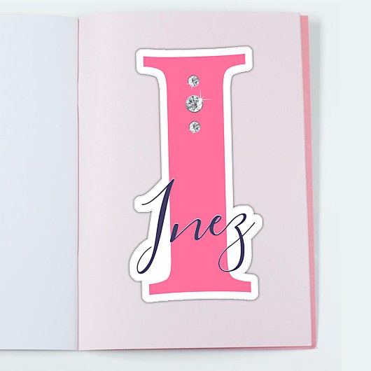 Persoonlijk naam-initialen Elegante nepdiamanten Sticker