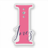 Persoonlijk naam-initialen Elegante nepdiamanten Sticker (Voorkant)