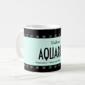 Persoonlijk naam-kleur AQUARIUS Birthday Zodiac Koffiemok (Voorkant links)