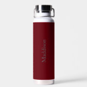 Persoonlijk Naam Monogram Burgundy Zwart Waterfles (Achterkant)