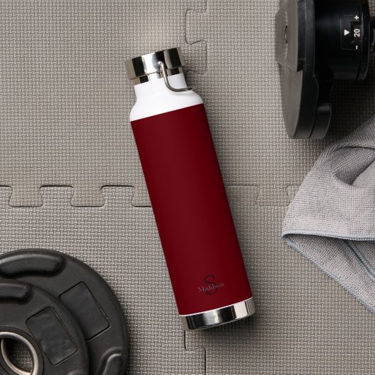 Persoonlijk Naam Monogram Burgundy Zwart Waterfles (Sportschool (Gedraaid) )