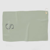 Persoonlijk Naam Monogram Olijfgroen Zwart Golfhanddoek (Horizontaal)