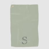 Persoonlijk Naam Monogram Olijfgroen Zwart Golfhanddoek (Voorkant)