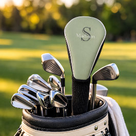 Persoonlijk Naam Monogram Olijfgroen Zwart Golfheadcover