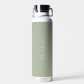 Persoonlijk Naam Monogram Olijfgroen Zwart Waterfles (Achterkant)