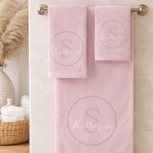 Persoonlijk Naam Monogram Stof Roze Bad Handdoek
