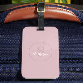 Persoonlijk Naam Monogram Stof Roze Bagagelabel
