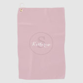 Persoonlijk Naam Monogram Stof Roze Golfhanddoek (Voorkant)
