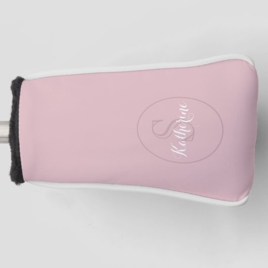 Persoonlijk Naam Monogram Stof Roze Golfheadcover (Voorkant)