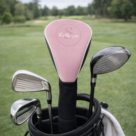Persoonlijk Naam Monogram Stof Roze Golfheadcover