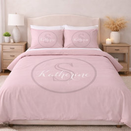 Persoonlijk Naam Monogram Stof Roze Kussensloop