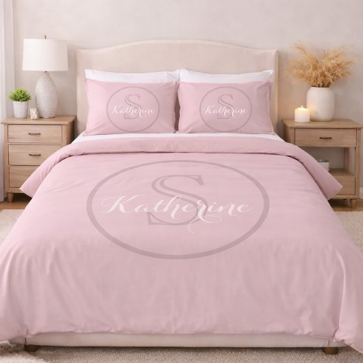 Persoonlijk Naam Monogram Stof Roze Kussensloop