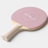 Persoonlijk Naam Monogram Stof Roze Tafeltennisbatje (Voorkant Gekanteld)