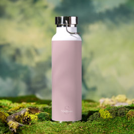 Persoonlijk Naam Monogram Stof Roze Waterfles