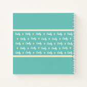 Persoonlijk naam schetsboek turkoois en gele hart notitieboek (Achterkant)