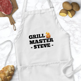 Persoonlijk naam schort voor grillmaster voor mann