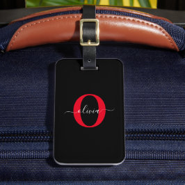 Persoonlijk Naam Schrift Met Initiaal Zwart Wit Ro Bagagelabel